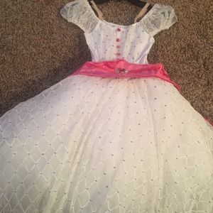Child dance costume White w/ pink trim dress